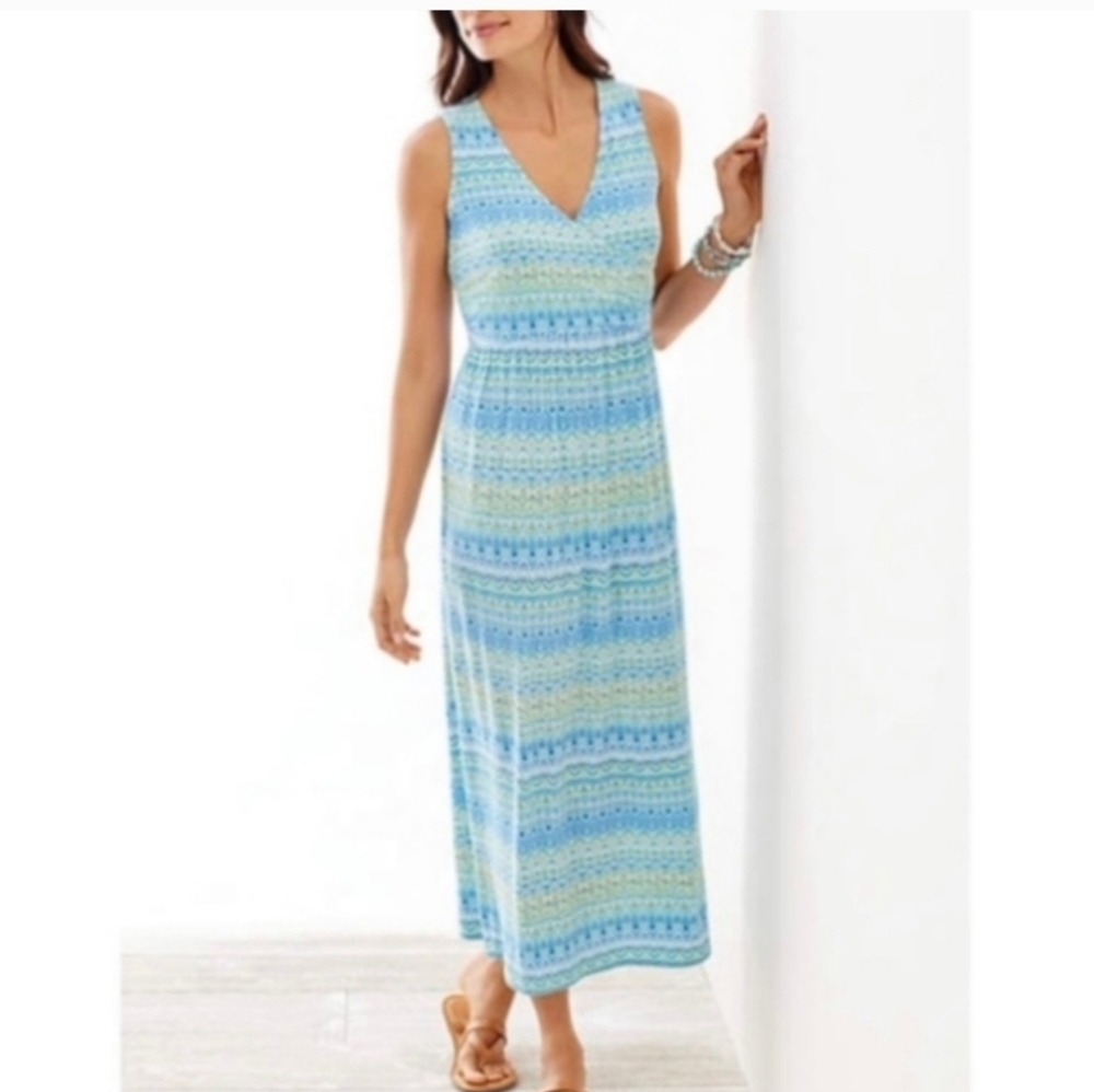 J.Jill Sz L Aegean Blue Maxi  Wrap  Dress Size 4X